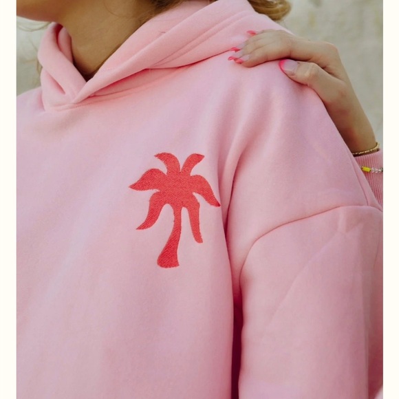 Pink Palm Puff "Everything Comes in Waves" Hoodie in Pink - XXS - Picture 1 of 5